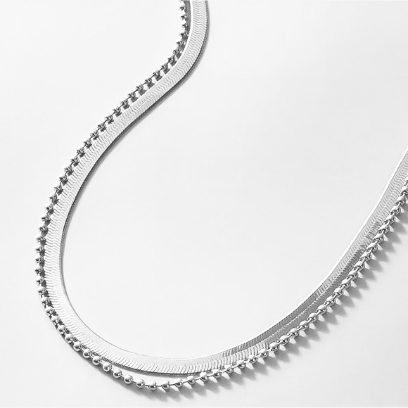 ⚜️[𝟯/$𝟭𝟴]⚜️2 Layered Silver Snake Choker NEW - Picture 2 of 10